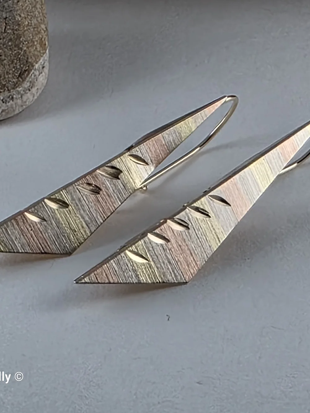 14K Three-Tone Solid Gold Dangle Earrings, French Hook! 👌🎁